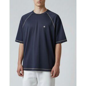 Champion Mens Double Dry Navy Blue Athletic T-Shirt M 100% Polyester Performance